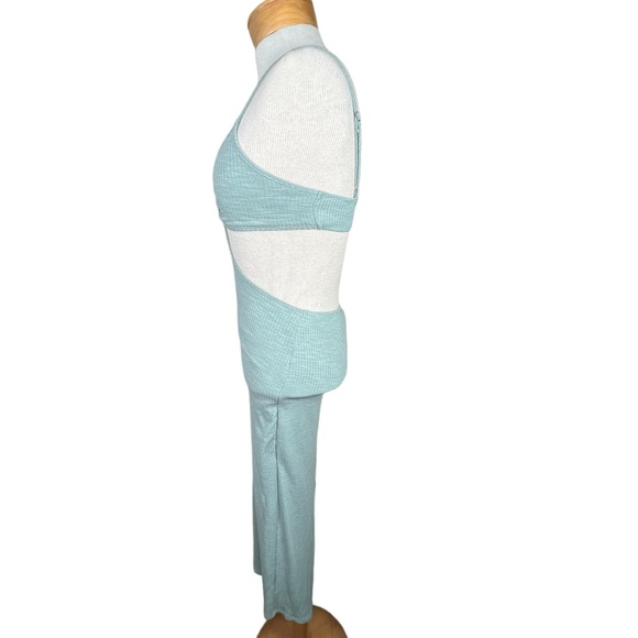 Anthropology Miou Muse Rib-Knit Body-Con Cut-Out Heather Green Maxi Dress XS NWT - Picture 8 of 11